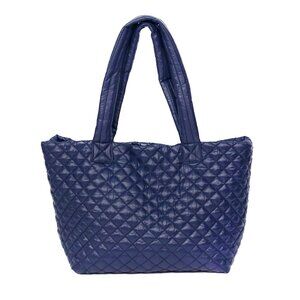 Puffer Bag Travel Tote Bag 13x11 Quilted Padded Shoulder Strap Purse NAVY